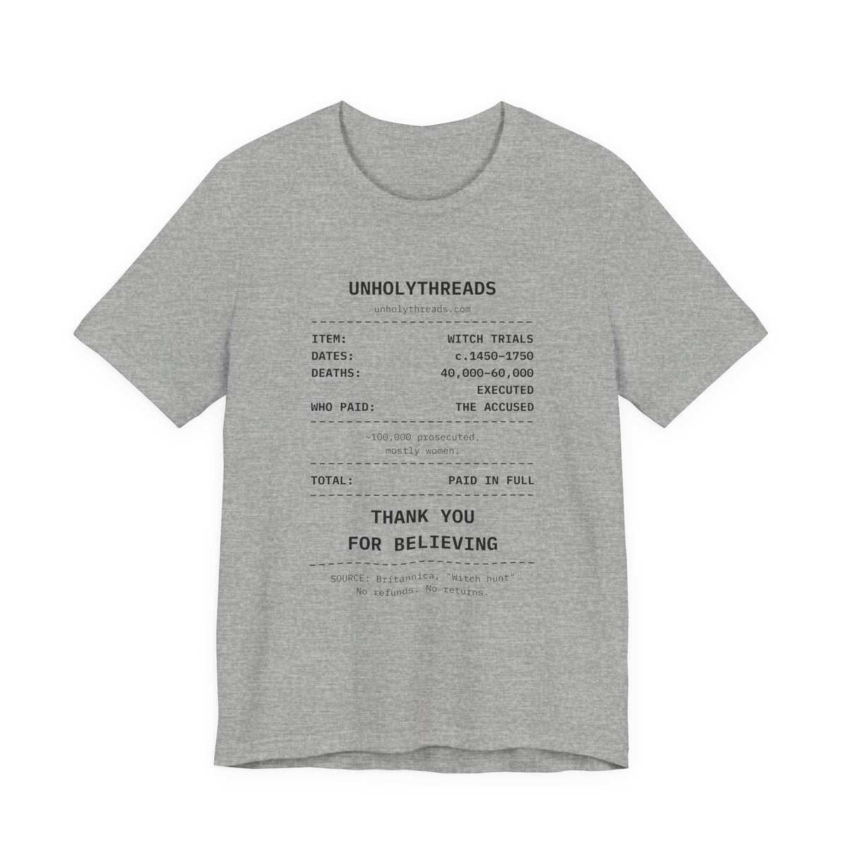 The Receipt: Witch Trials Tee