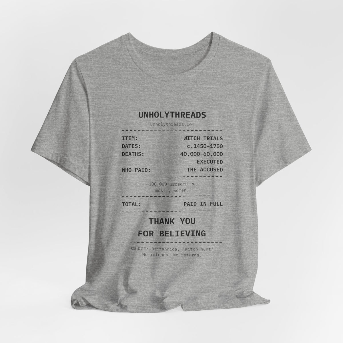 The Receipt: Witch Trials Tee