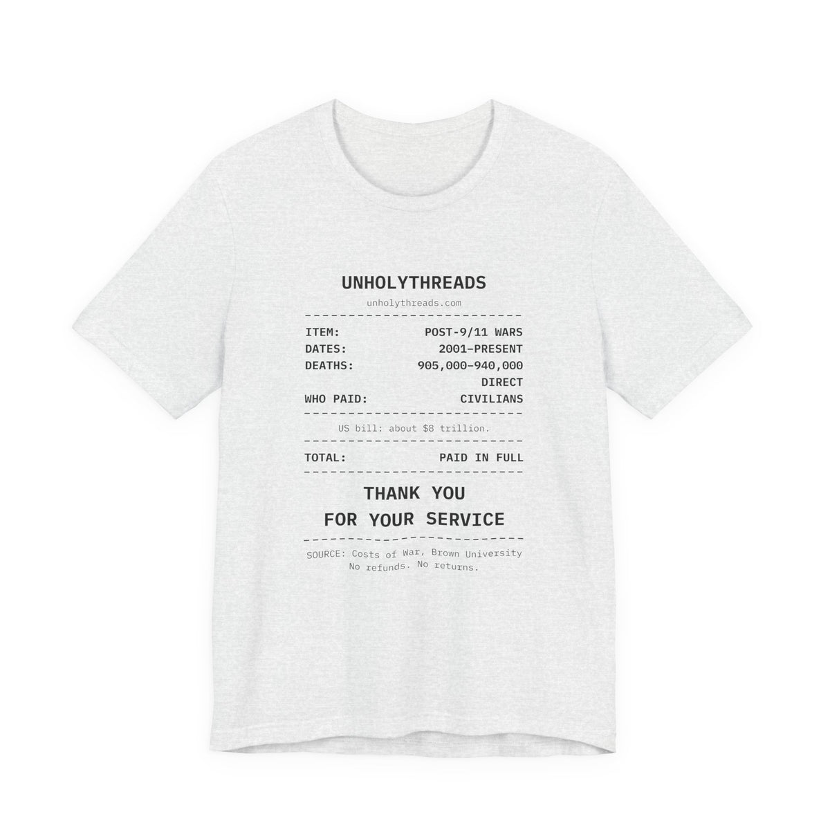 The Receipt: Post-9/11 Wars Tee