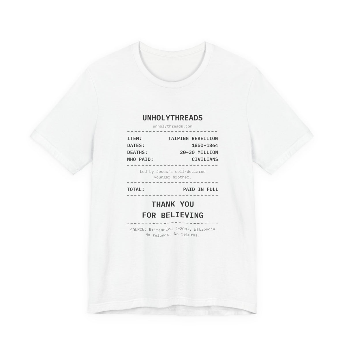 The Receipt: Taiping Rebellion Tee