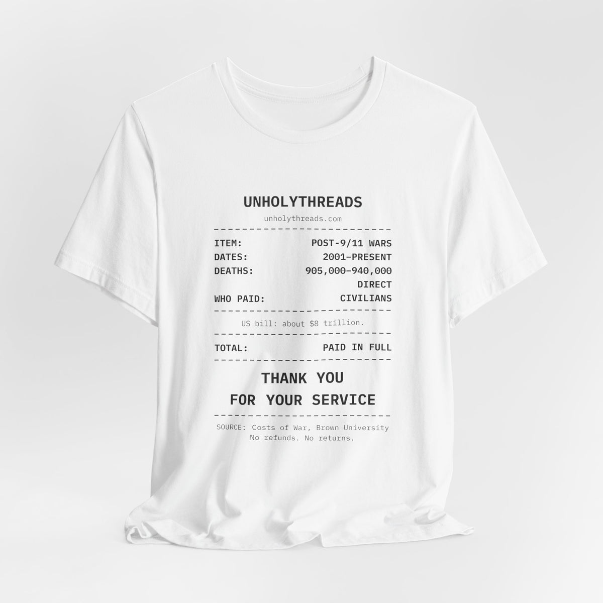 The Receipt: Post-9/11 Wars Tee
