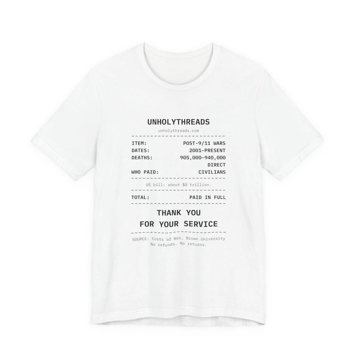 The Receipt: Post-9/11 Wars Tee