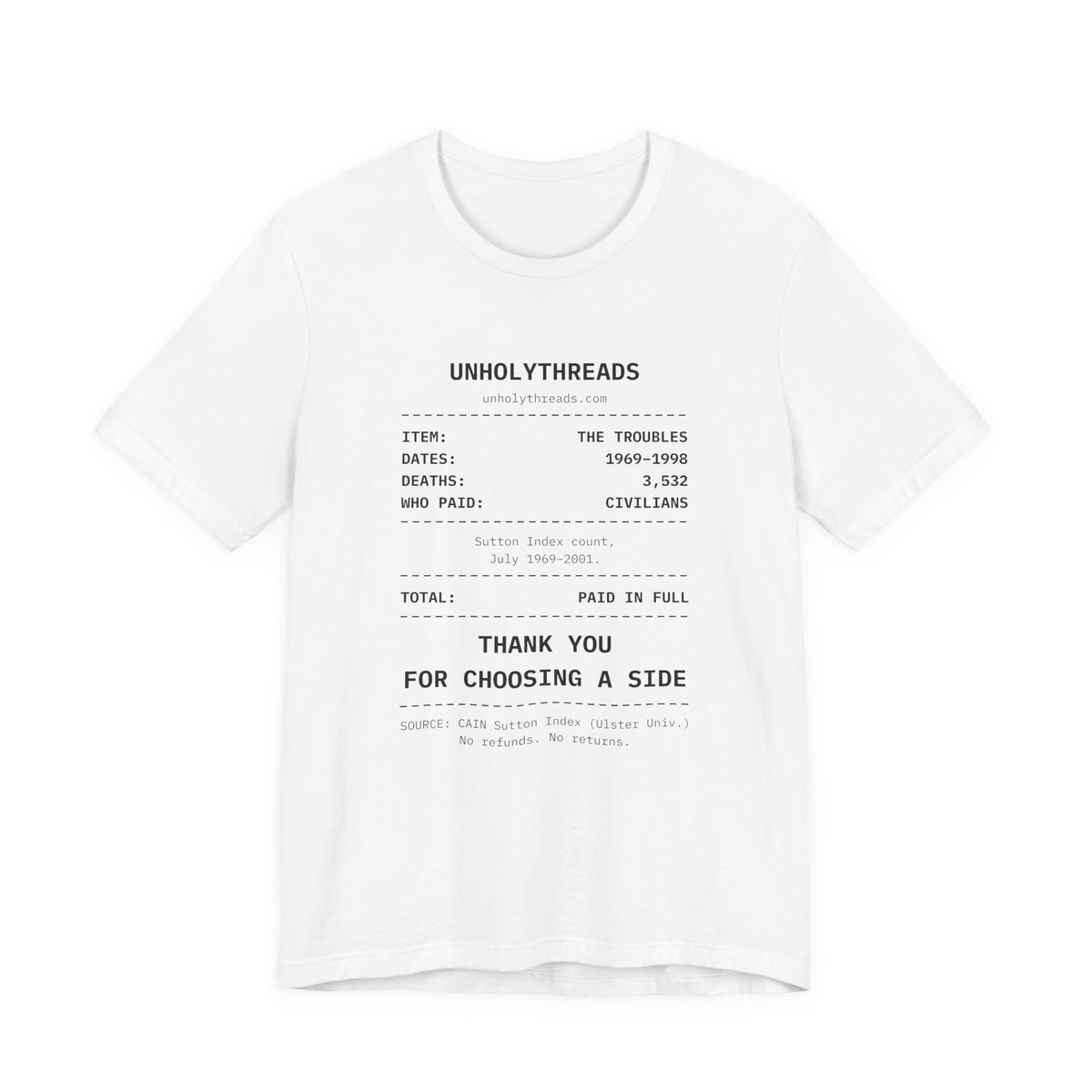 The Receipt: The Troubles Tee