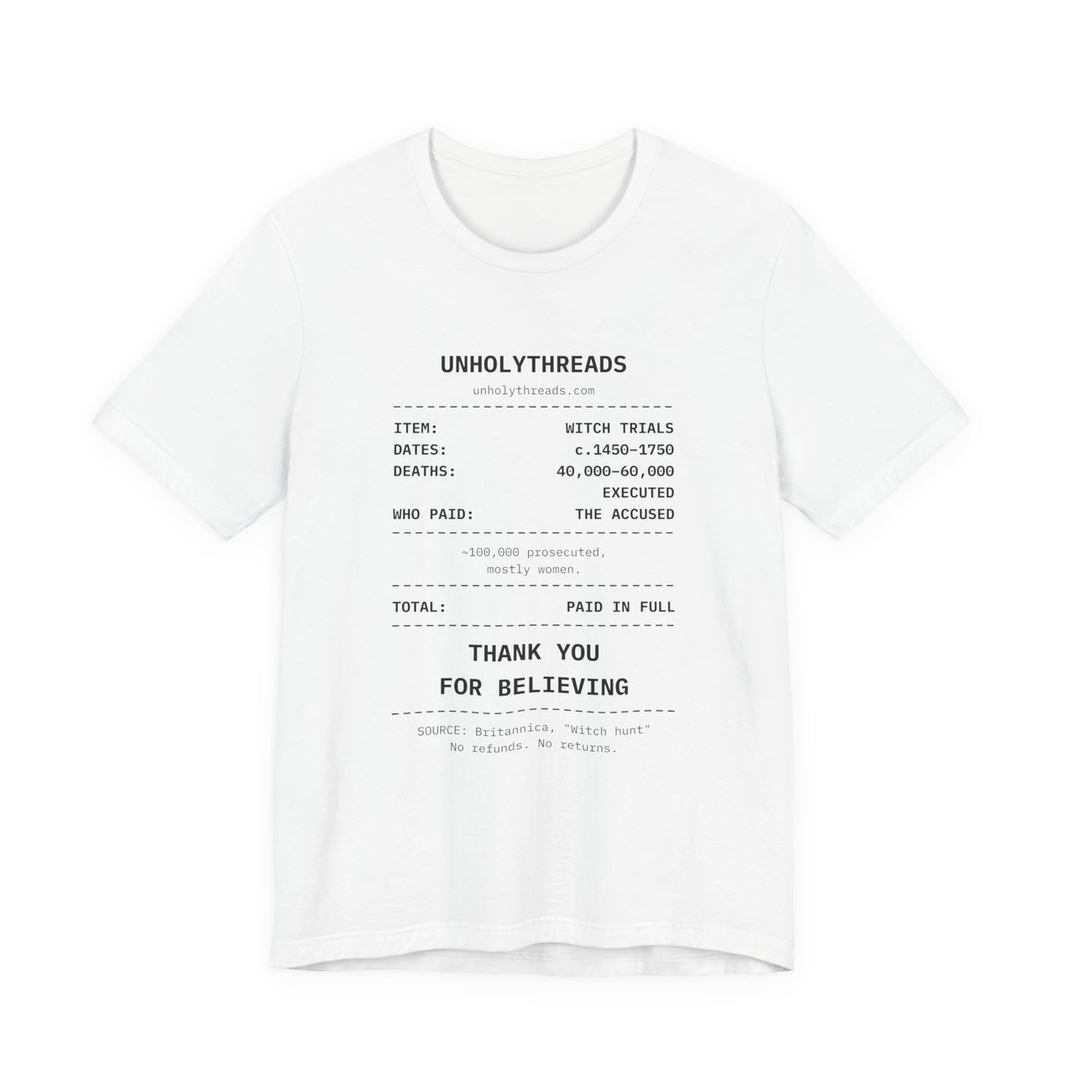 The Receipt: Witch Trials Tee